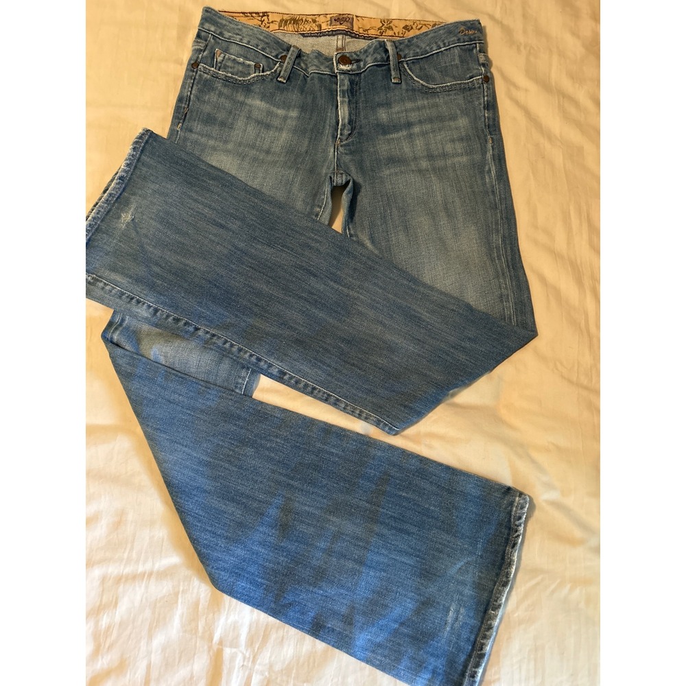 Gold Sign Women's Jeans Desire Size 30 Light Wash Denim Flare Leg Distress #115
